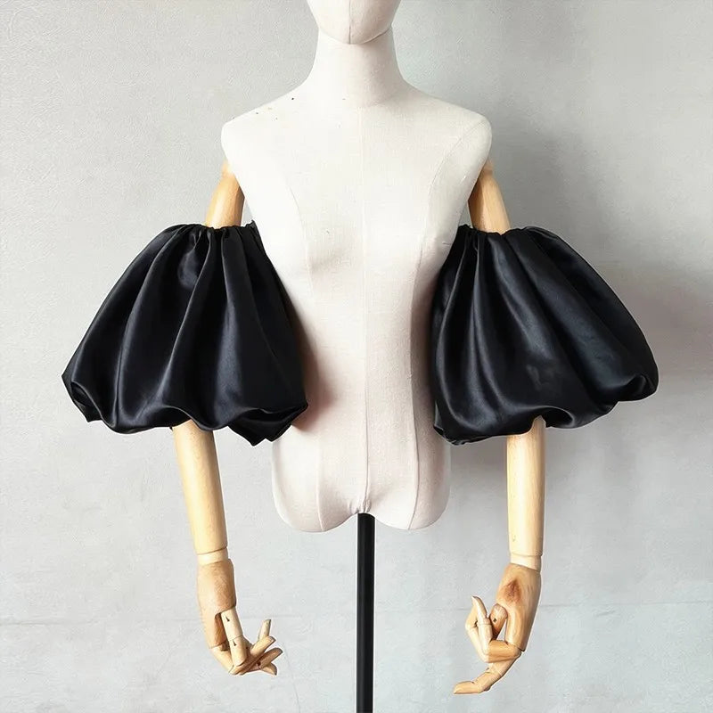 Satin Removable Puffy Short Sleeves Bridal Arm Accessories