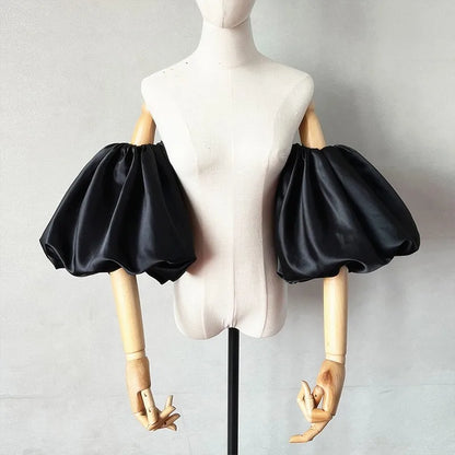 Satin Removable Puffy Short Sleeves Bridal Arm Accessories