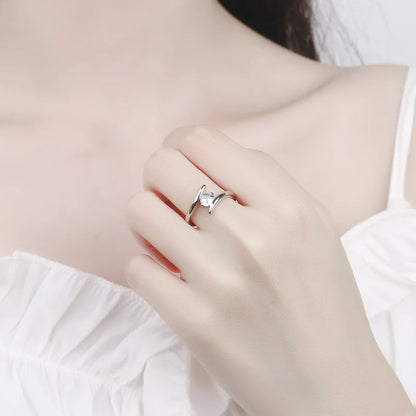 Simple 925 Sterling Silver Tension Setting Zircon Ring