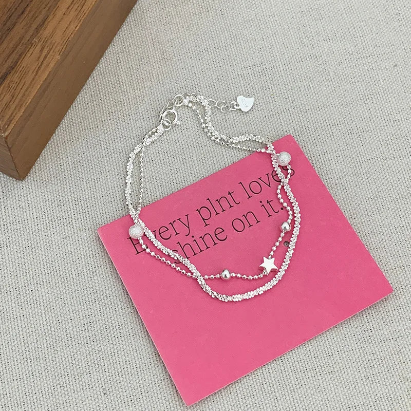 925 Sterling Silver Butterfly Bead String Bracelet