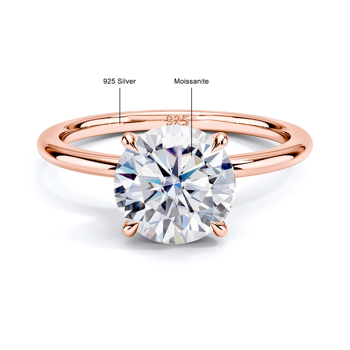 Bloom Veil Co. | GRA Certified Moissanite Engagement Ring | Rose Gold Sterling Silver | 1ct - 5ct