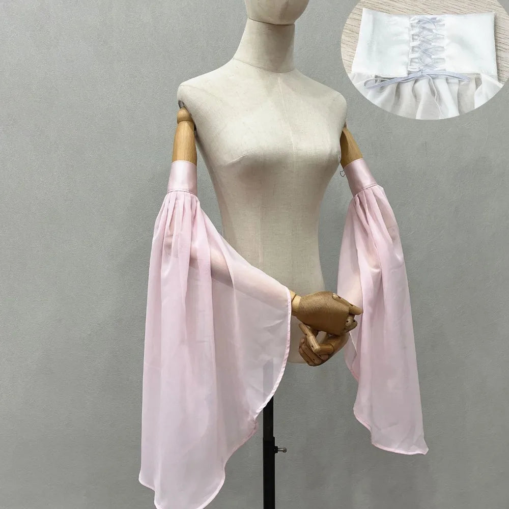 Elegant Sunscreen Long Tulle Sleeves Thin Breathable Detachable Sleeves Chiffon Sheer Bridal Gloves Wedding Party