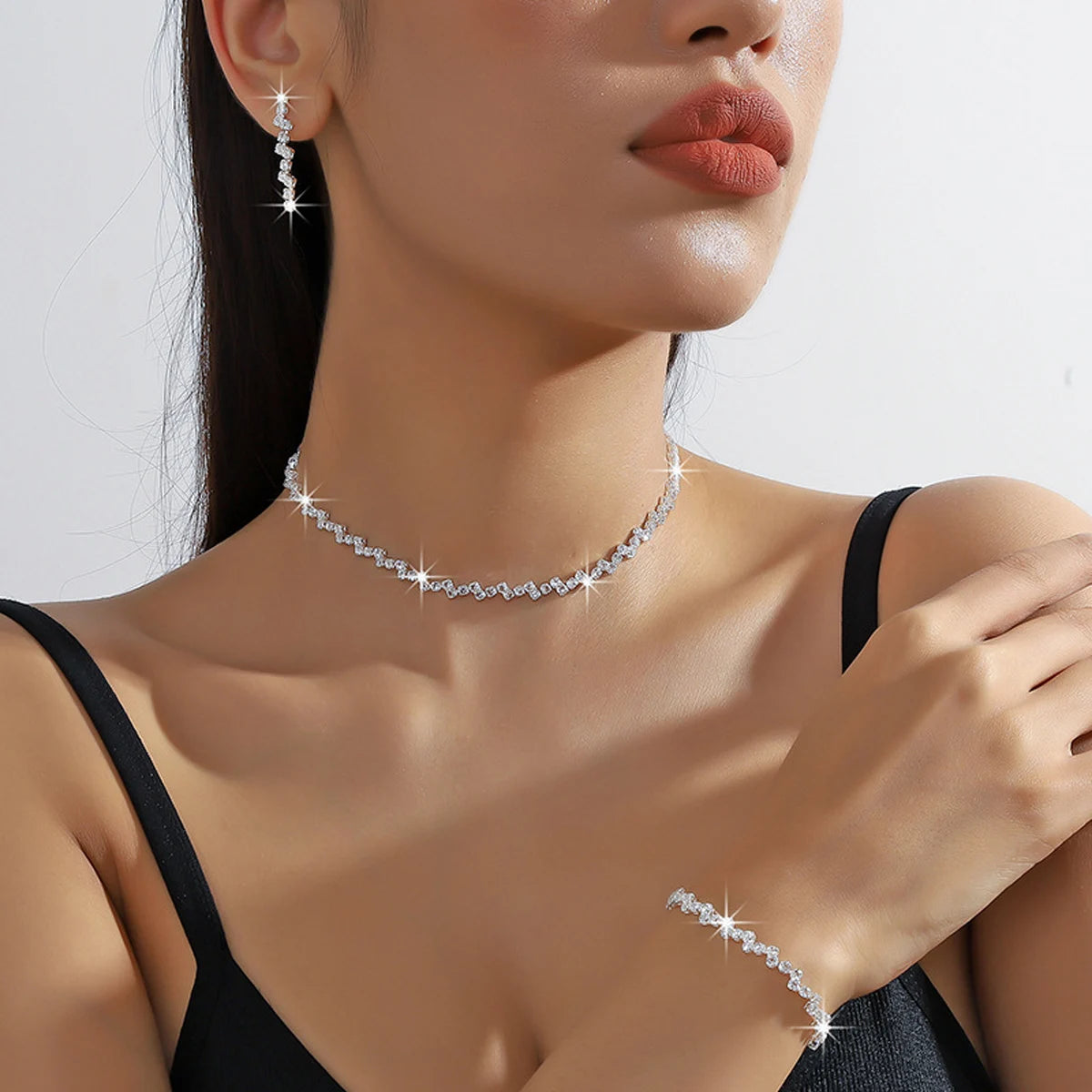 Starry Sky Shiny Silver Plated Jewelry Set