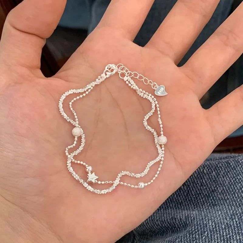 925 Sterling Silver Butterfly Bead String Bracelet