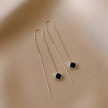 French Luxury Long Zircon Tassel Twisted Drop Earrings
