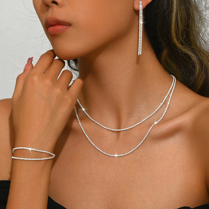 Starry Sky Shiny Silver Plated Jewelry Set