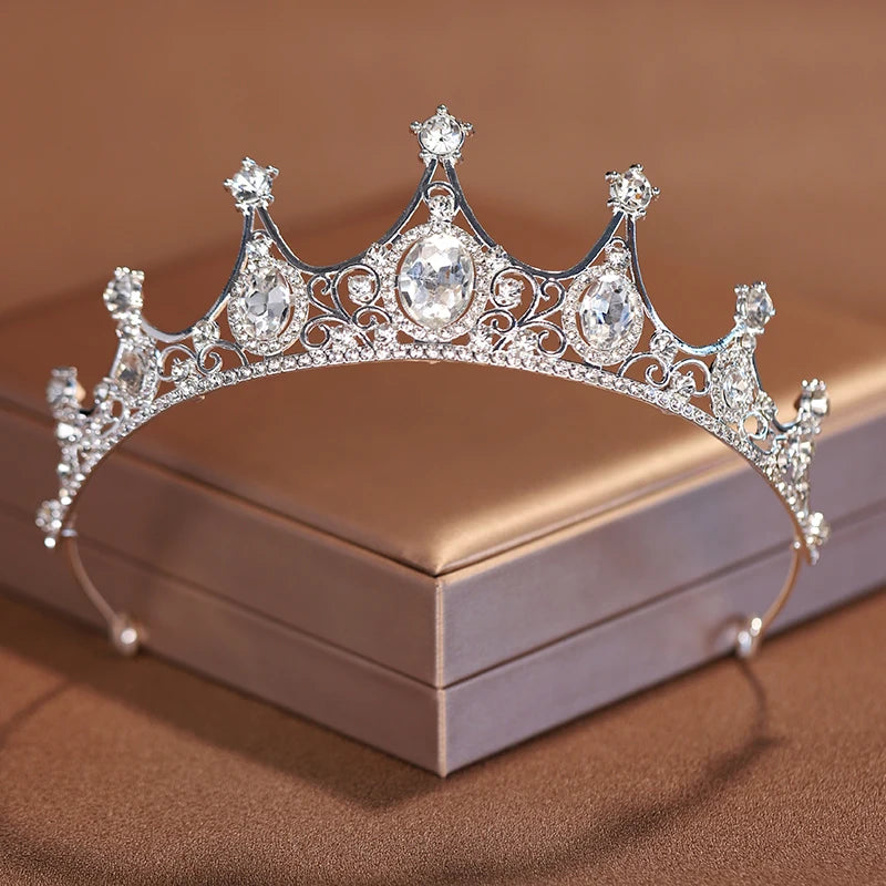Premium Silver Botanical Wedding Crown | Regal Birthday Tiara & Bridal Hairwear Accessory