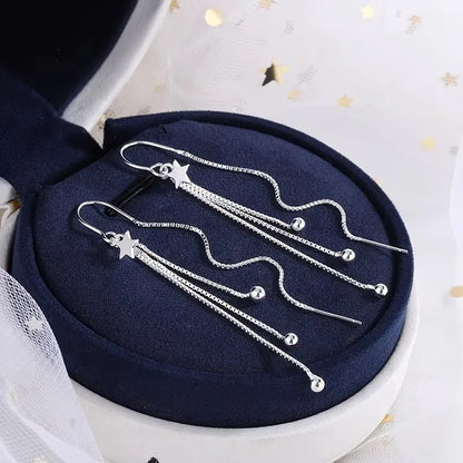 French Luxury Long Zircon Tassel Twisted Drop Earrings