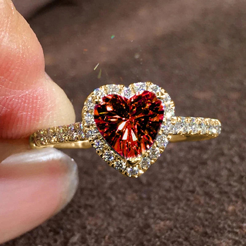 Cubic Zirconia Heart Wedding Band | Prong Setting Bridal Ring | Women's Wedding Jewelry