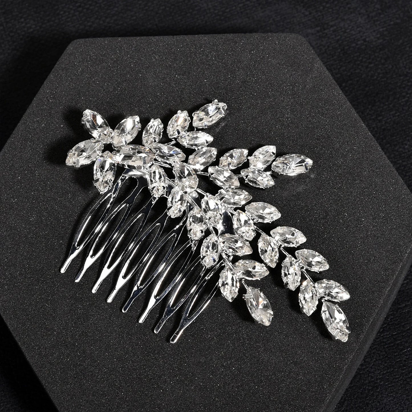 Handmade Pearl Flower Bridal Hair Comb – Silver Crystal Wedding Clip