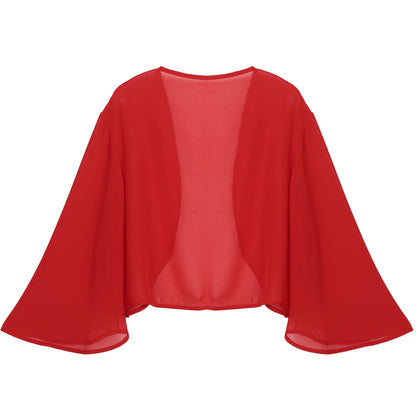 Women 3/4 Sleeve Chiffon Cardigan Bolero Shawls Outerwear Wedding Bridal Party Dress Wraps Beach Vacation Cover Ups Soft Cape
