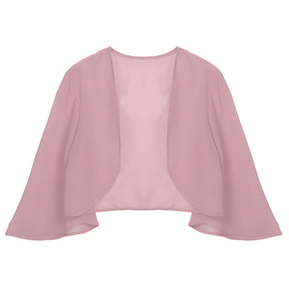 Women 3/4 Sleeve Chiffon Cardigan Bolero Shawls Outerwear Wedding Bridal Party Dress Wraps Beach Vacation Cover Ups Soft Cape