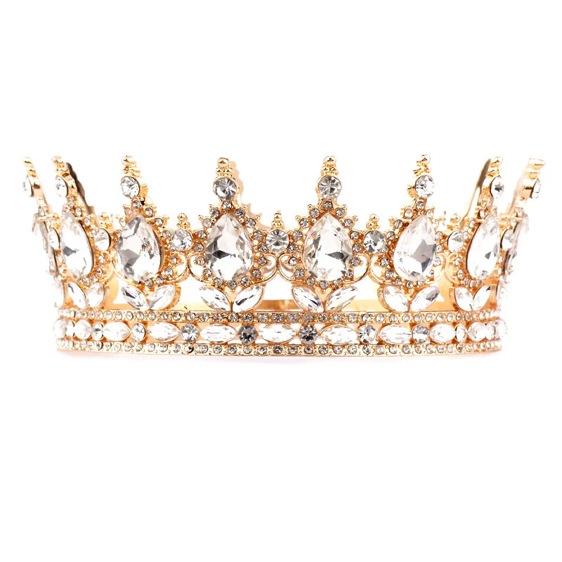 European Regal Round Crown – Colorful Crystal Wedding Tiara