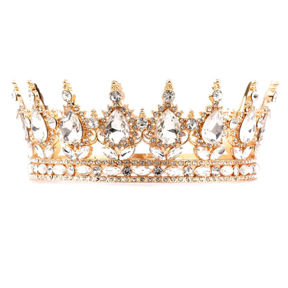 European Regal Round Crown – Colorful Crystal Wedding Tiara