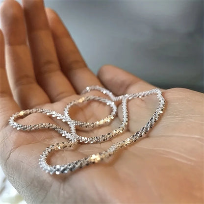 Authentic S925 Sterling Silver 2mm Sparkling Chain Necklace