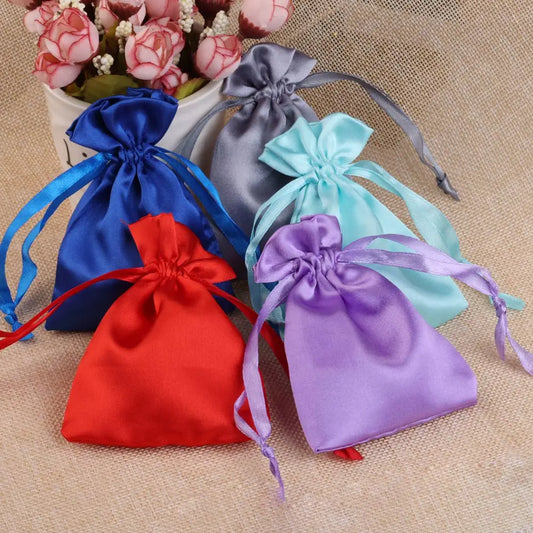 Silk Jewelry Gift Bag Satin Drawstring Pouch For Wedding Party Candy Bag Luxury Jewelry Packing