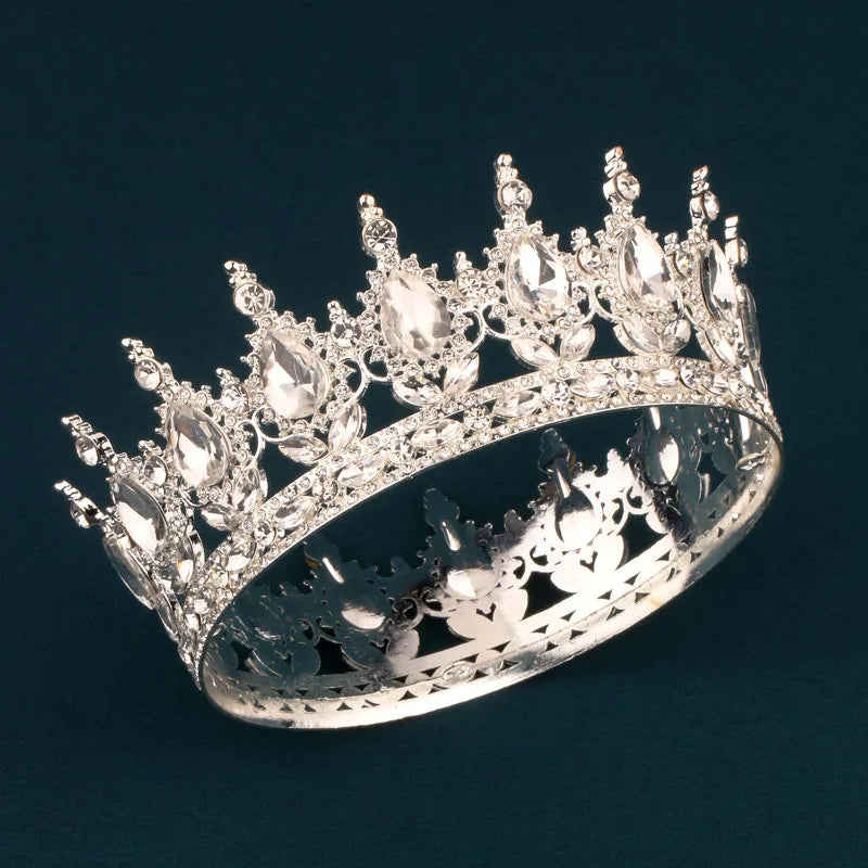 European Regal Round Crown – Colorful Crystal Wedding Tiara