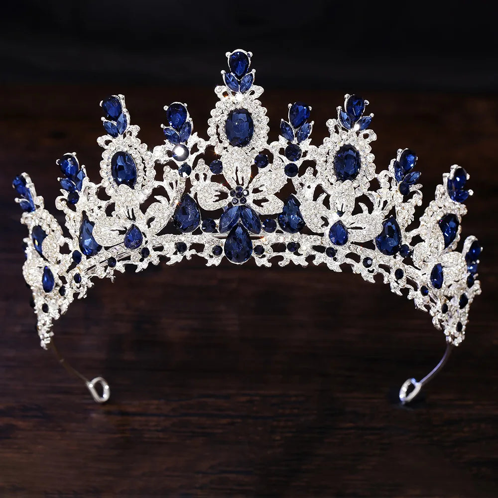 Bloom Veil Co. Royal Queen Champagne Gold Bridal Crown – Luxury Crystal Wedding Tiara