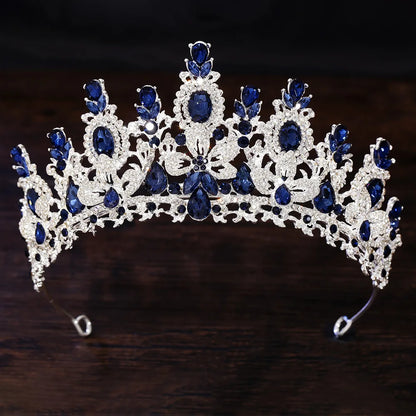 Bloom Veil Co. Royal Queen Champagne Gold Bridal Crown – Luxury Crystal Wedding Tiara