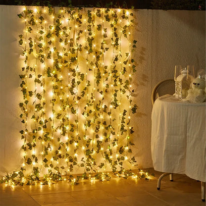 Botanical Green Leaf LED Fairy String Lights Garland