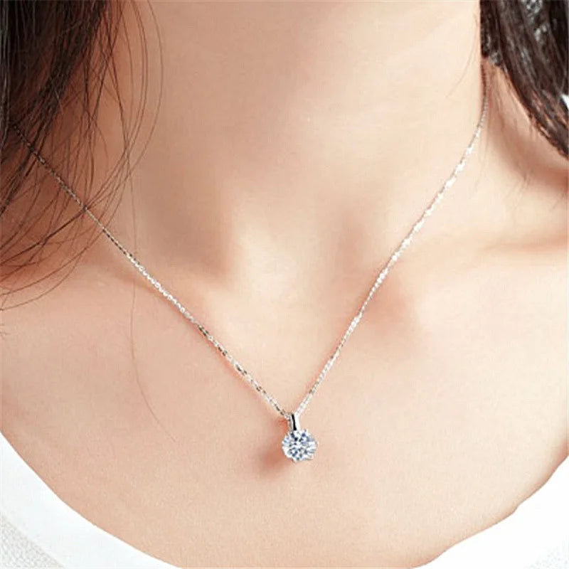 Classic 2ct Moissanite 925 Sterling Silver Pendant Necklace