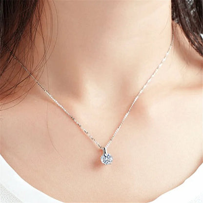 Classic 2ct Moissanite 925 Sterling Silver Pendant Necklace