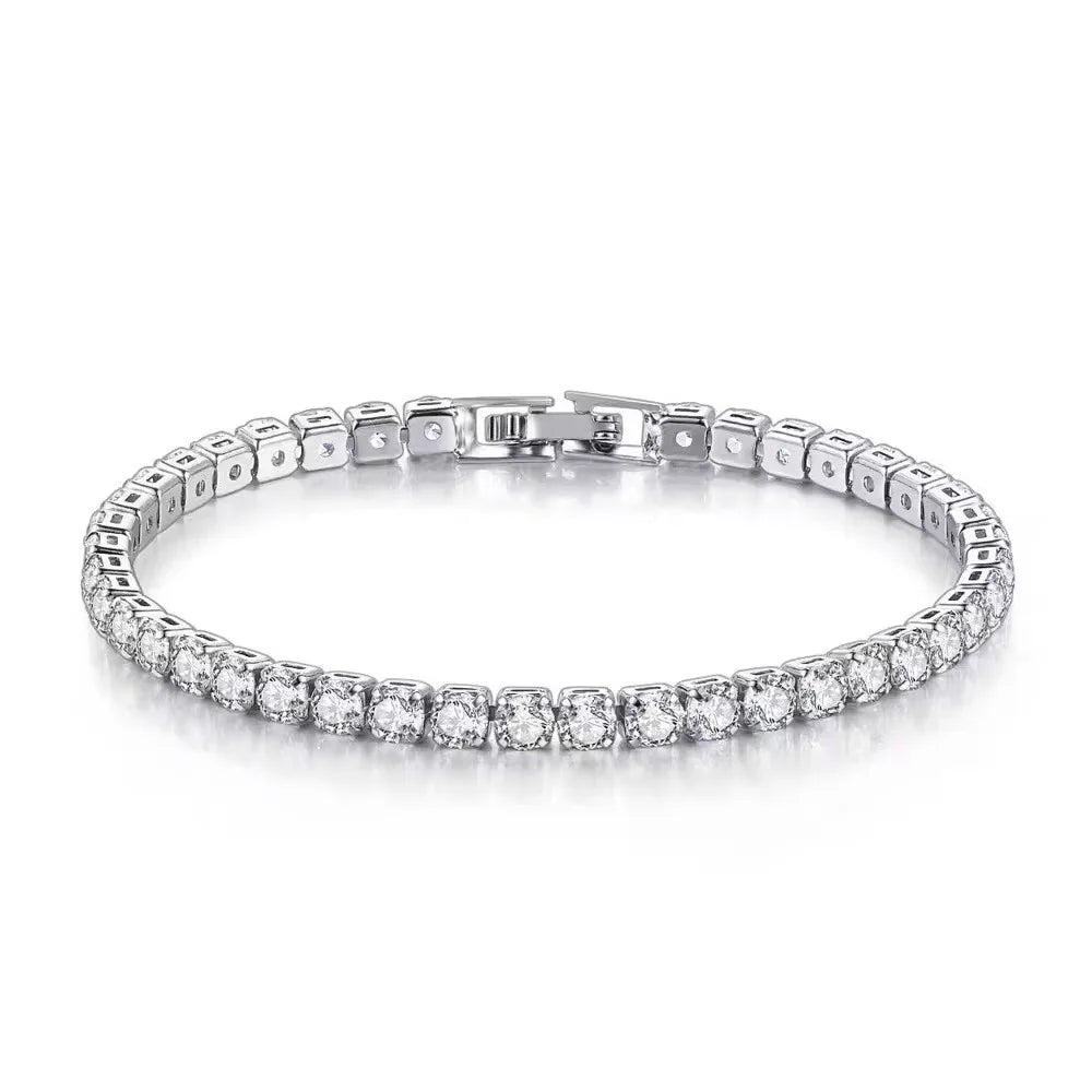 925 Sterling Silver Zirconia Tennis Bracelet – 4mm Classic Charm Jewellry