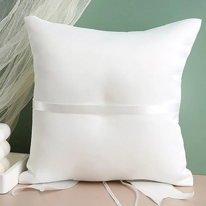 Wedding Ring Bearer Pillow & Flower Girl Basket Set | White Satin Pearl Handle | Bridal Wedding Accessories