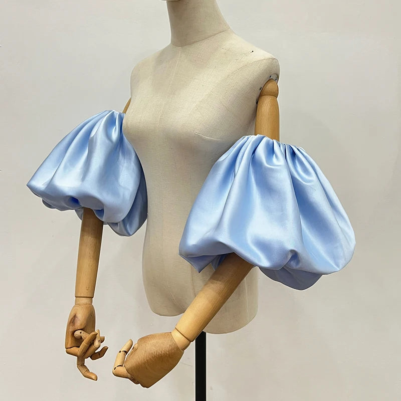 Satin Removable Puffy Short Sleeves Bridal Arm Accessories