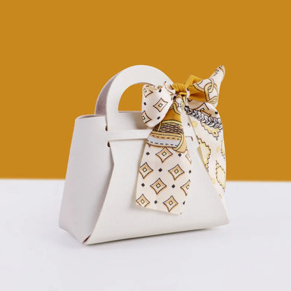 Luxury Leather Wedding Favor Bags | Mini Handbag Gift Bags with Ribbon | Wedding Guest Candy Bags | Set of 5