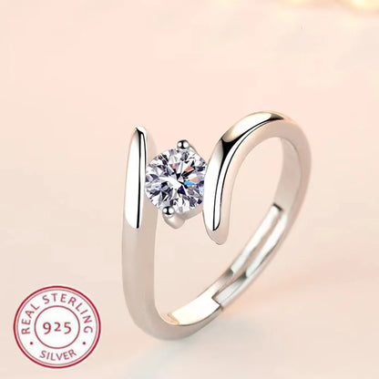Simple 925 Sterling Silver Tension Setting Zircon Ring