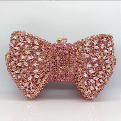 Newest Rhinestone Green/Black Clutch Purse Bow Luxury Diamond Women Red Evening Clutches Bags Wedding Bridal Bag Stones Handbags