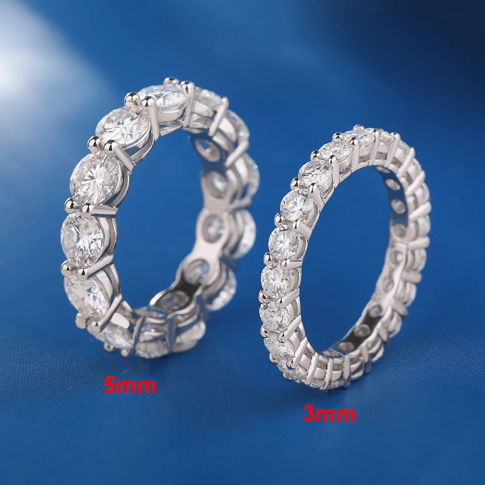 GRA Certified D Color VVS1 Moissanite Wedding Band | 925 Sterling Silver | Round Cut Bridal Ring