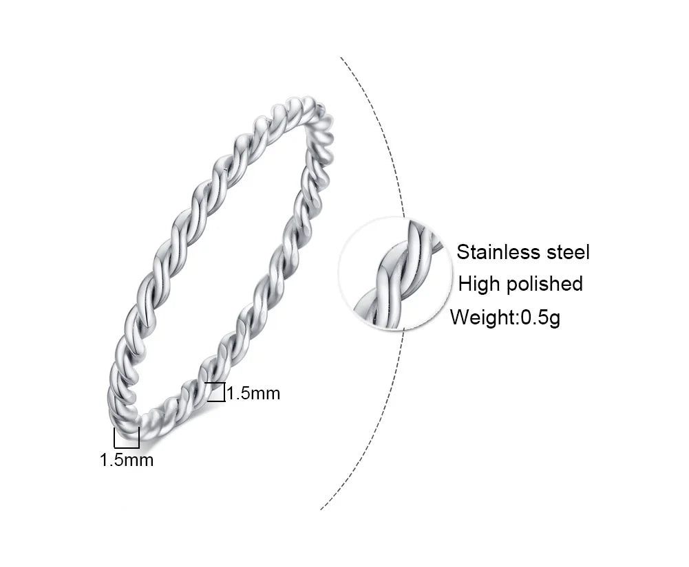 18K Gold Plated Vintage Twisted Rope Ring | Stainless Steel | Women's Wedding & Party Ring