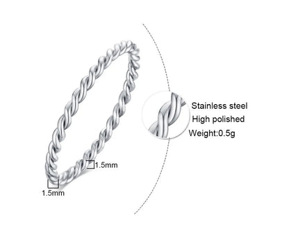 18K Gold Plated Vintage Twisted Rope Ring | Stainless Steel | Women's Wedding & Party Ring