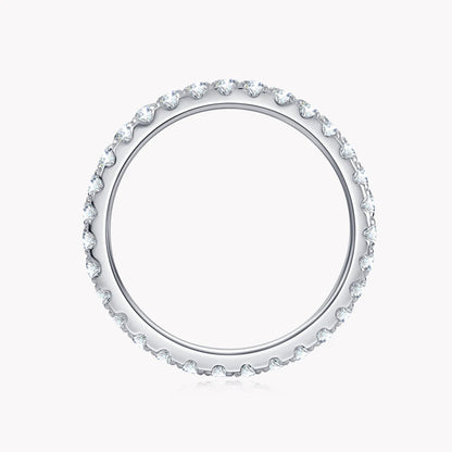 2mm D Color Moissanite Eternity Band | 18K White Gold Plated Sterling Silver Wedding Ring