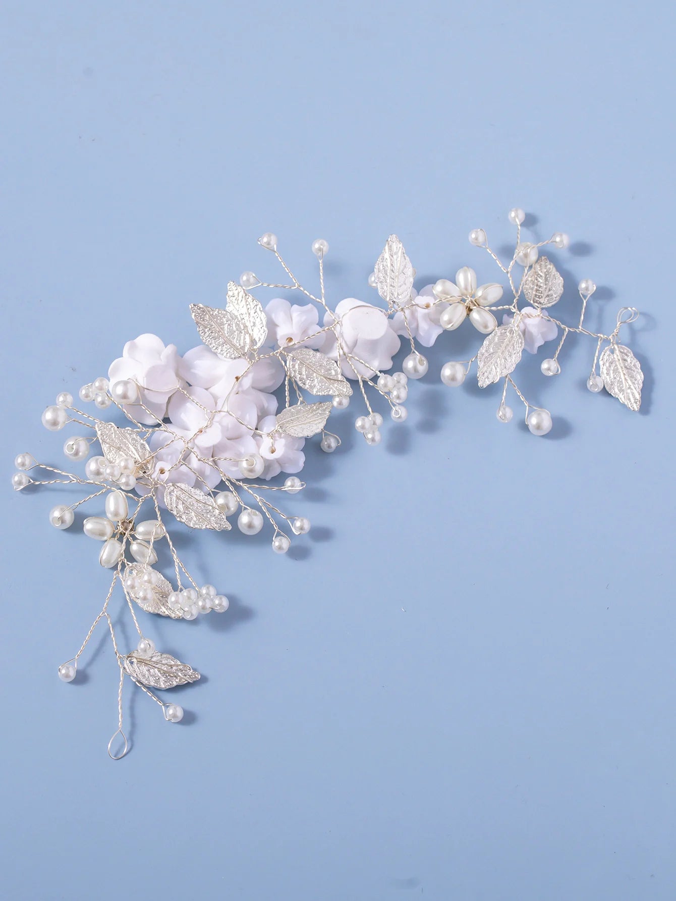 Elegant Bridal Hair Vine – Pearl and Rhinestone Leaf Wedding Headpiece