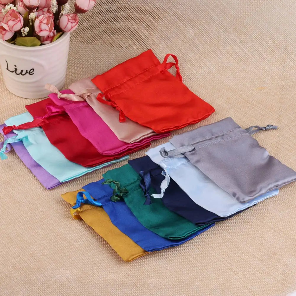 Silk Jewelry Gift Bag Satin Drawstring Pouch For Wedding Party Candy Bag Luxury Jewelry Packing