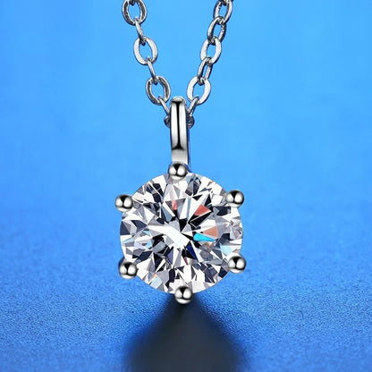 Classic 2ct Moissanite 925 Sterling Silver Pendant Necklace