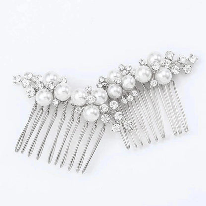 Handmade Pearl Flower Bridal Hair Comb – Silver Crystal Wedding Clip