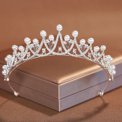 Premium Silver Botanical Wedding Crown | Regal Birthday Tiara & Bridal Hairwear Accessory