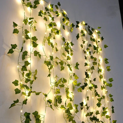 Botanical Green Leaf LED Fairy String Lights Garland