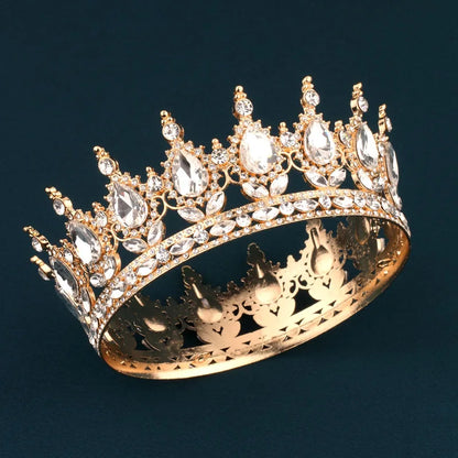 European Regal Round Crown – Colorful Crystal Wedding Tiara