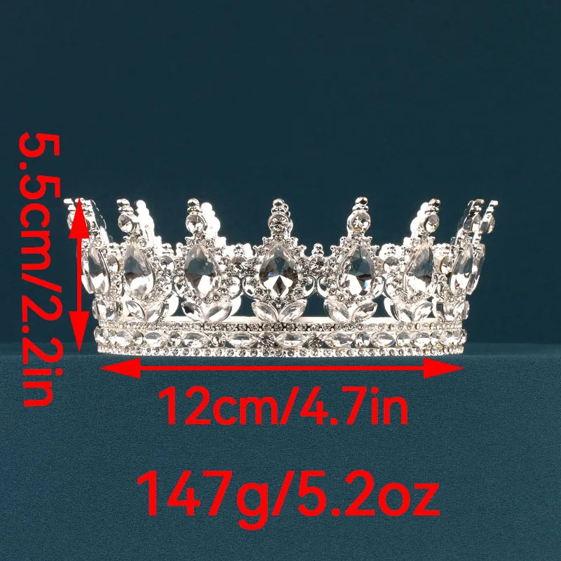 European Regal Round Crown – Colorful Crystal Wedding Tiara