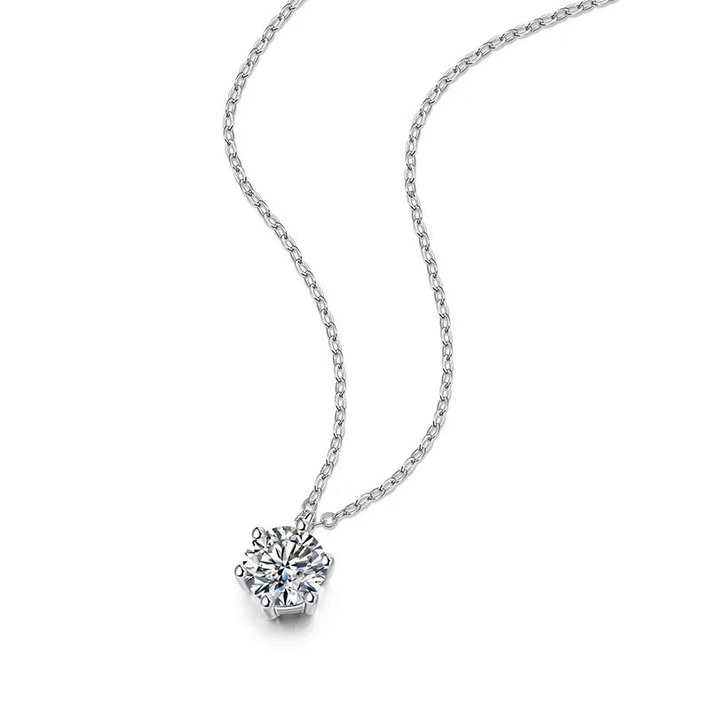 Classic 2ct Moissanite 925 Sterling Silver Pendant Necklace