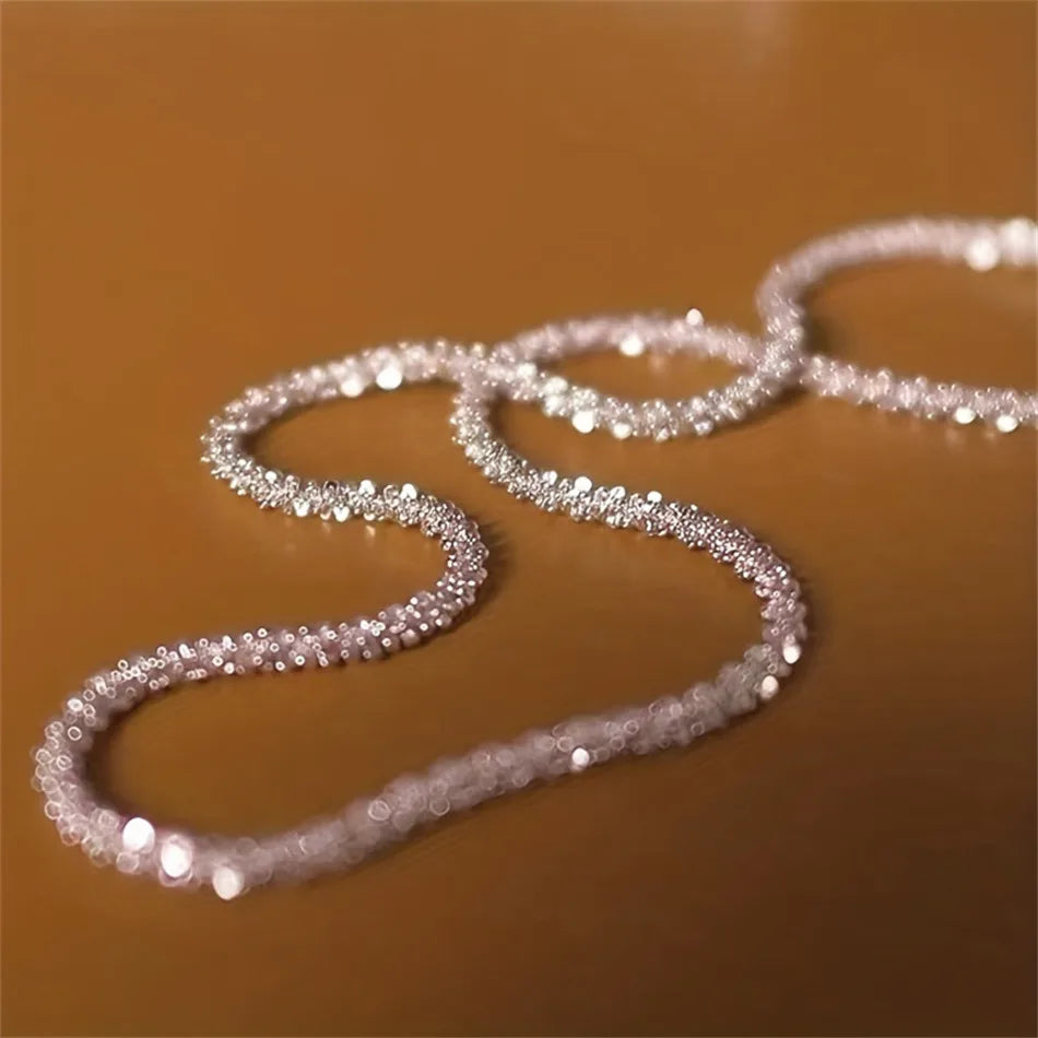 Authentic S925 Sterling Silver 2mm Sparkling Chain Necklace