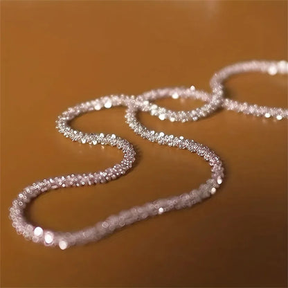 Authentic S925 Sterling Silver 2mm Sparkling Chain Necklace