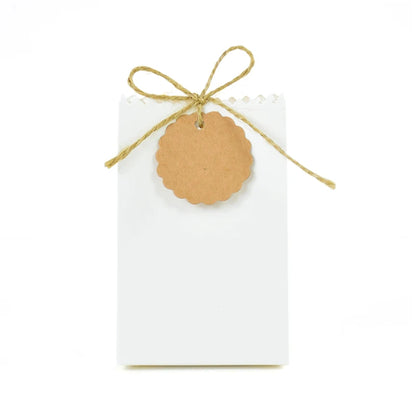 Kraft Paper Gift Boxes with Rope Handle | Set of 10/50 | Retro Wedding Favor Boxes | Party & Holiday Packaging