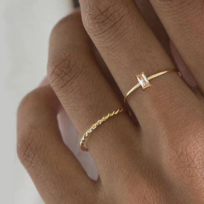 18K Gold Plated Vintage Twisted Rope Ring | Stainless Steel | Women's Wedding & Party Ring