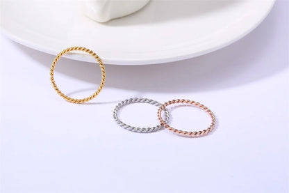 18K Gold Plated Vintage Twisted Rope Ring | Stainless Steel | Women's Wedding & Party Ring